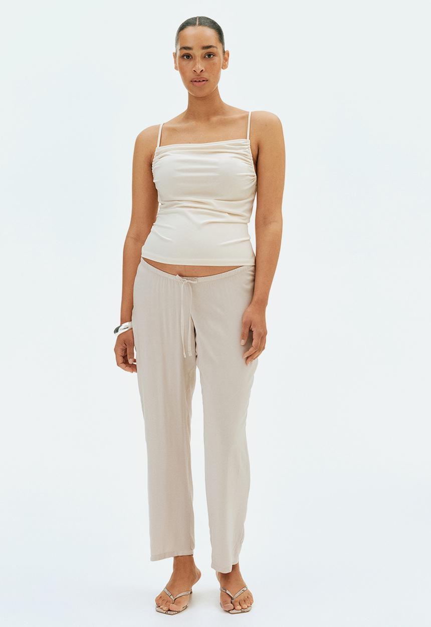 H&M - Mama before & after drawstring trousers - light beige