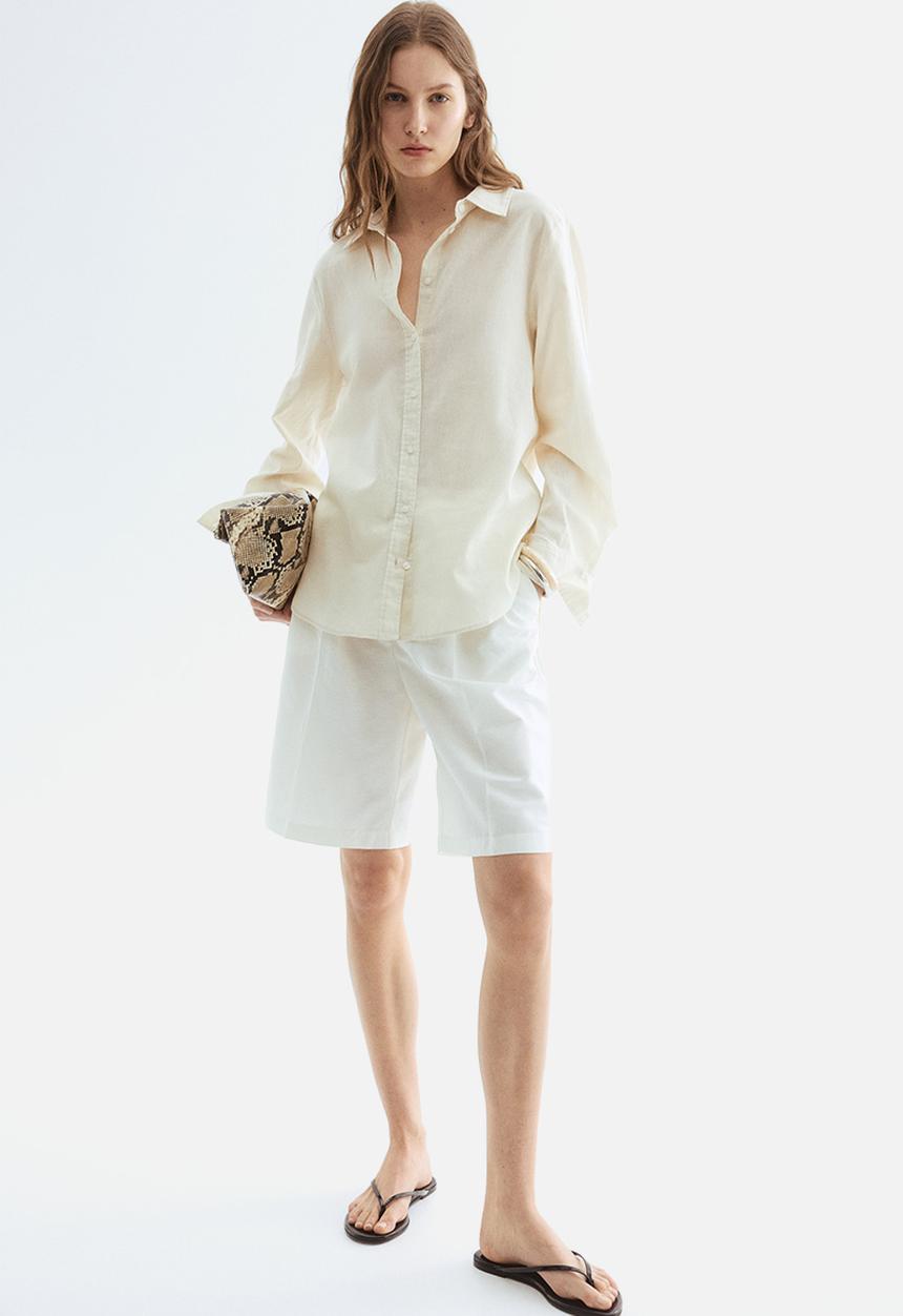 H&M - Linen-blend shirt - cream