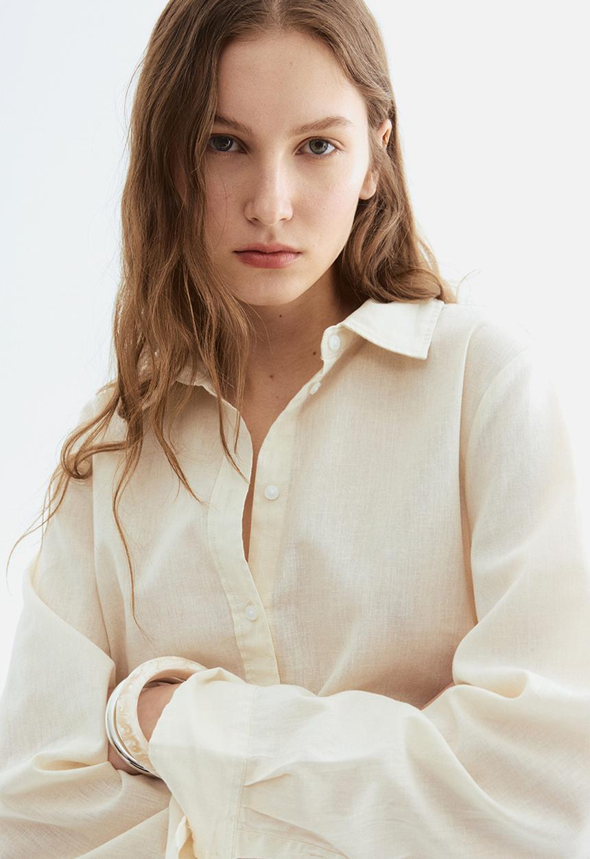 H&M - Linen-blend shirt - cream
