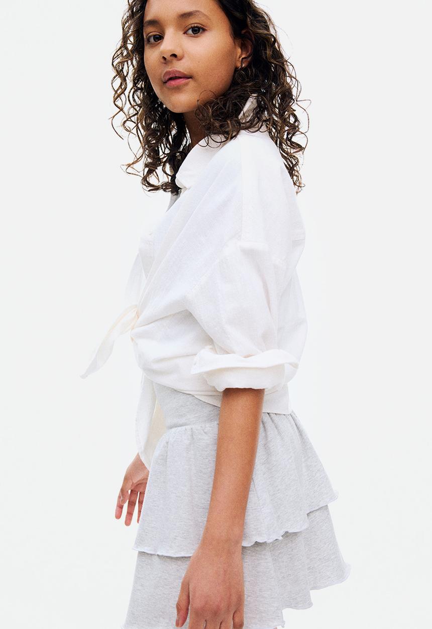 H&M - Tiered foldover-waist skirt - light grey marl 