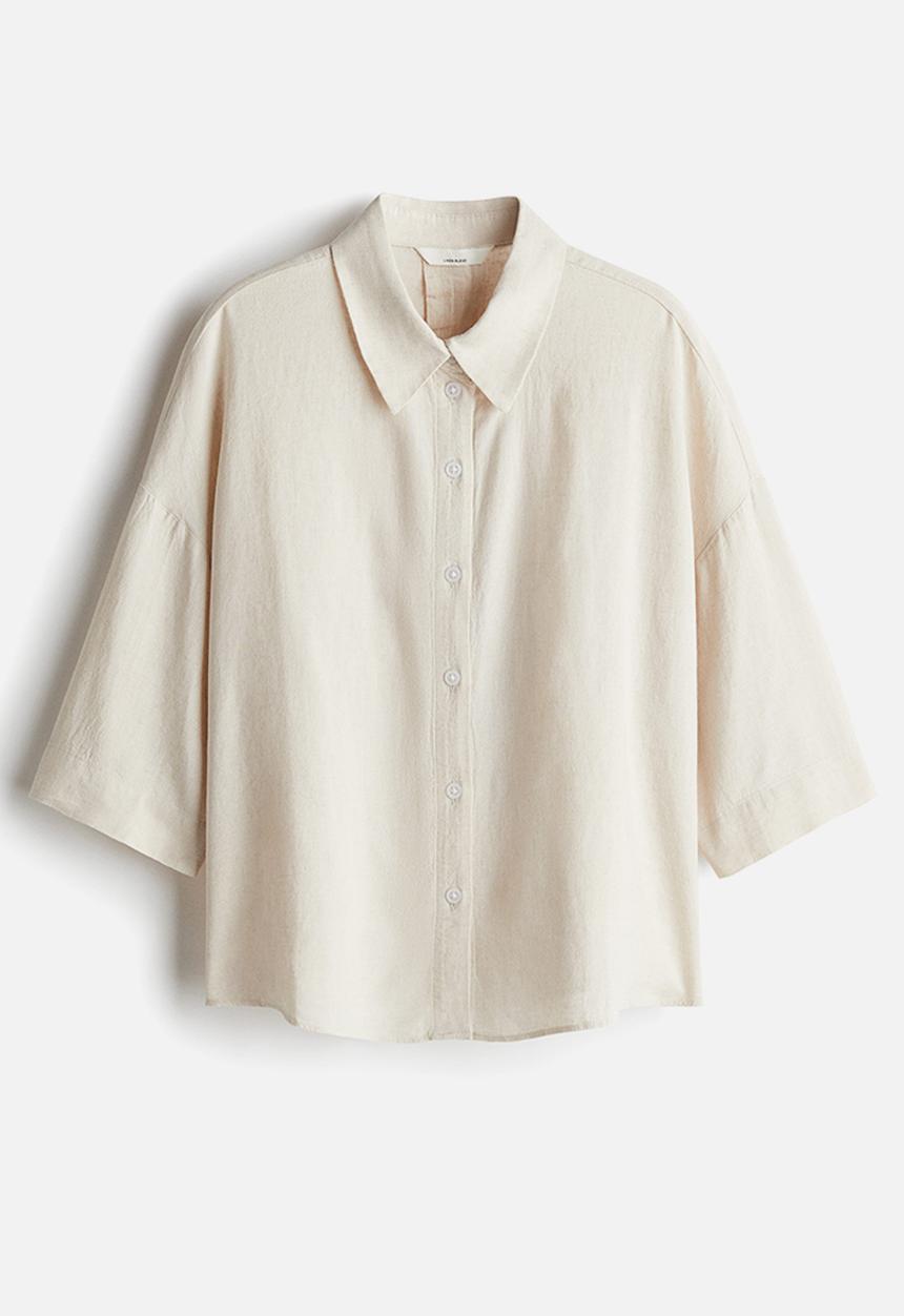 H&M - Linen-blend shirt - light beige 