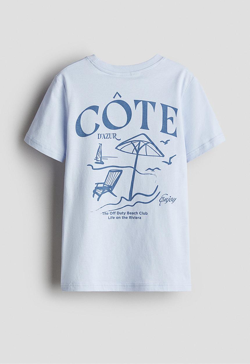 H&M - Printed T-shirt - light blue/enjoy