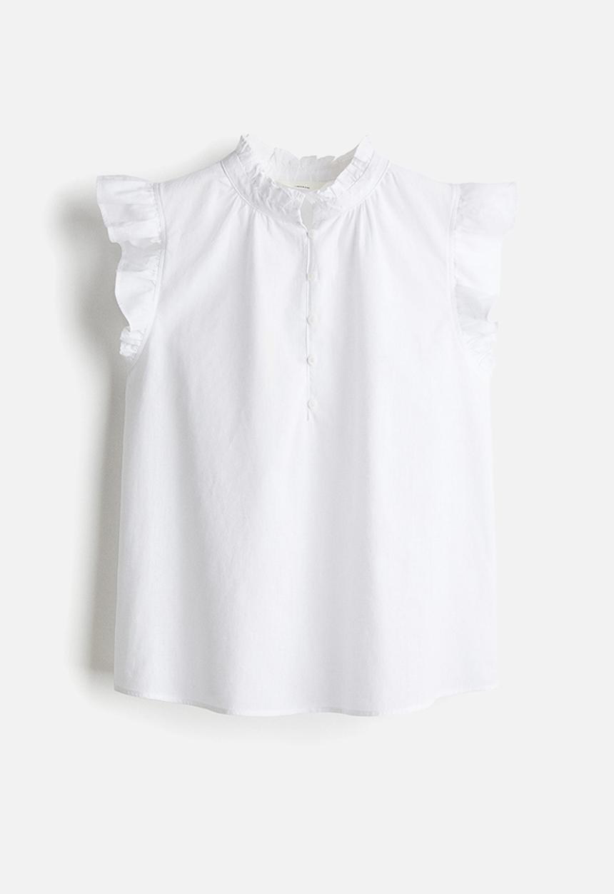 H&M - Linen-blend blouse - white