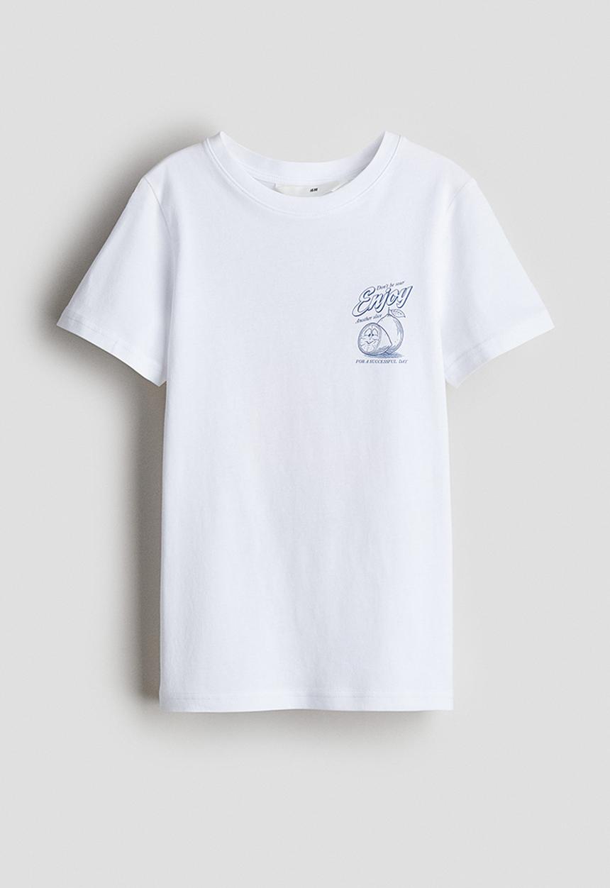 H&M - Printed T-shirt -  white/enjoy