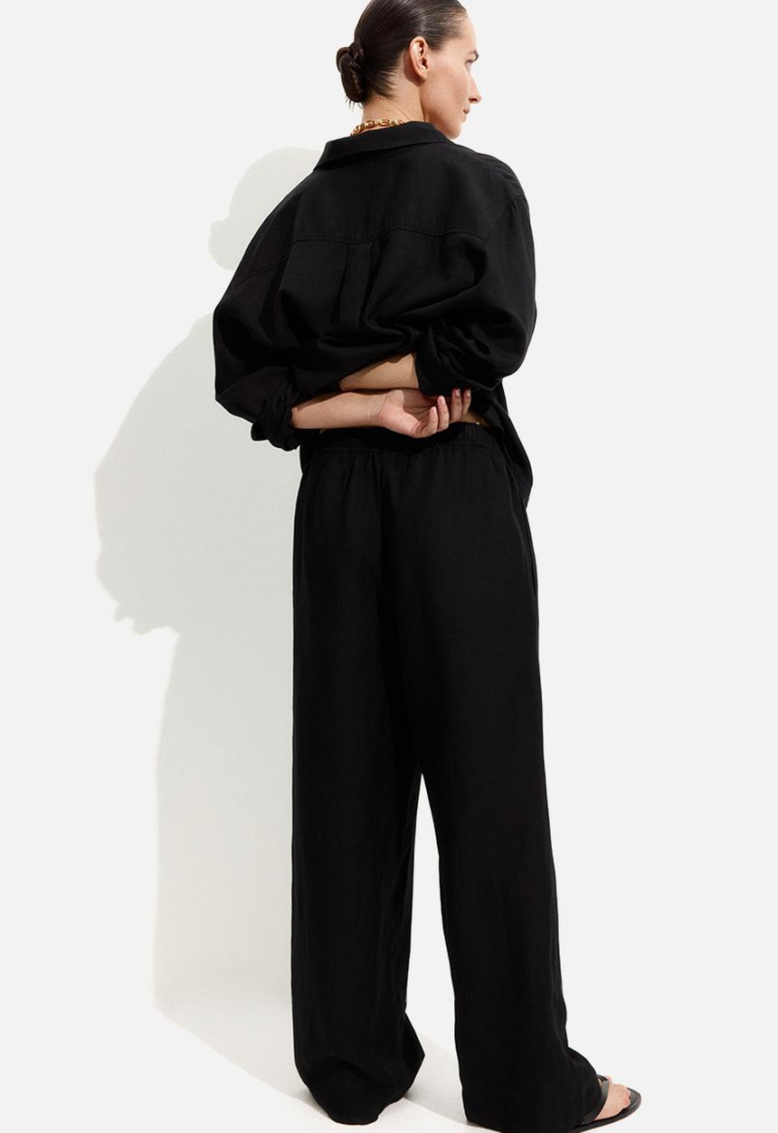 H&M - Mama before & after linen-blend trousers - black
