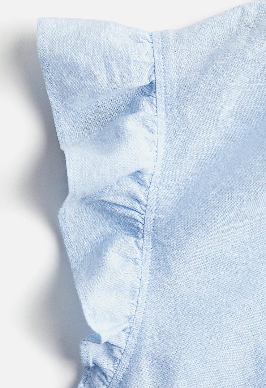 H&M - Linen-blend blouse - light blue