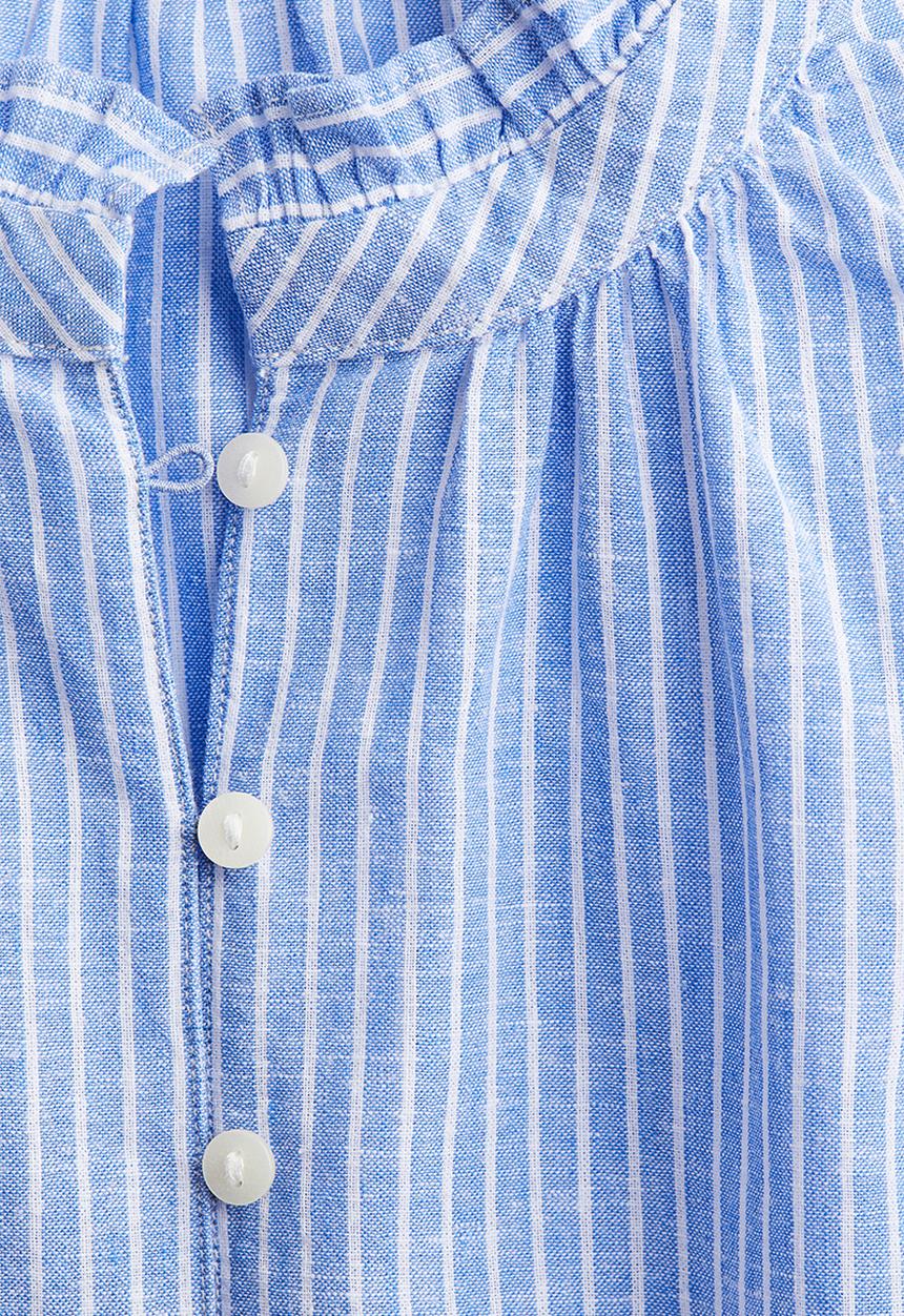 H&M - Linen-blend blouse - light blue striped