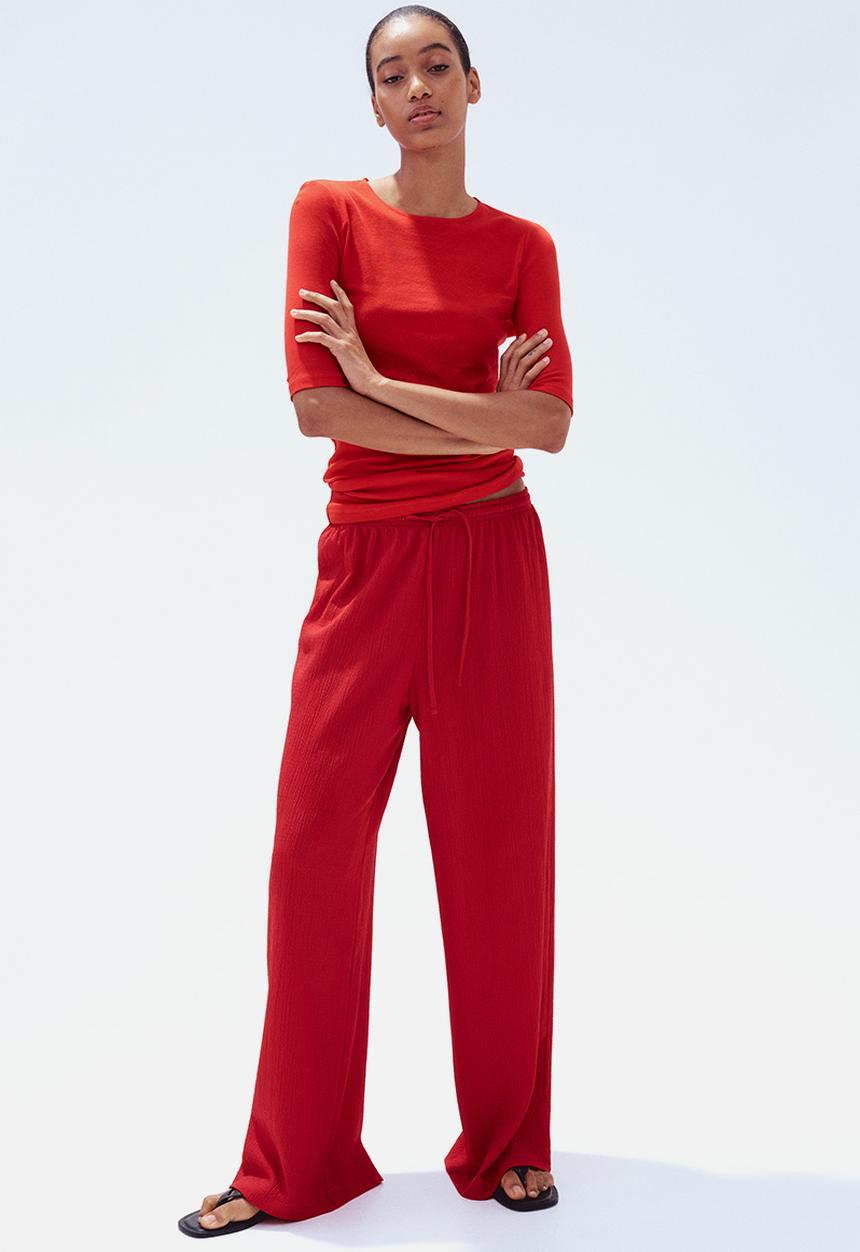 H&M - Wide pull-on trousers - red