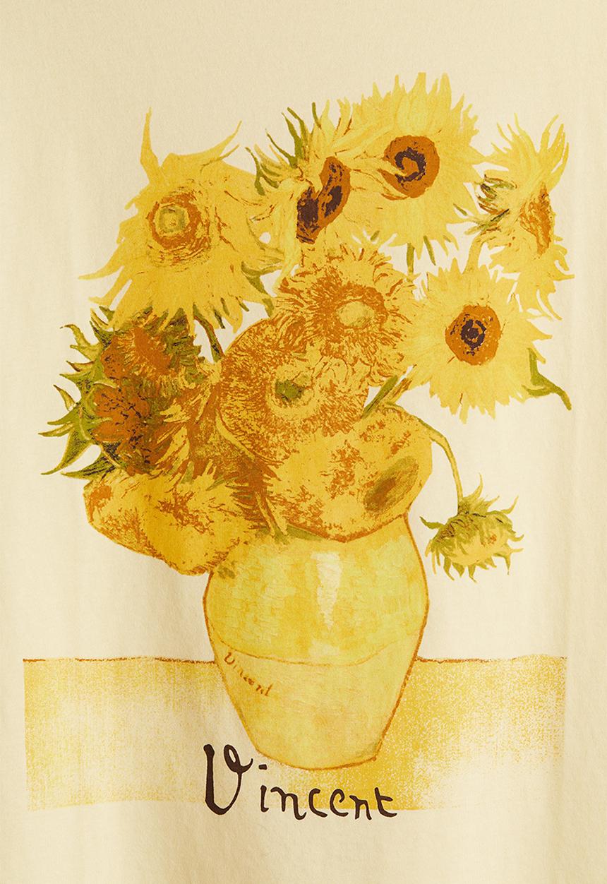 H&M - Oversized printed T-shirt - light yellow vincent van gogh