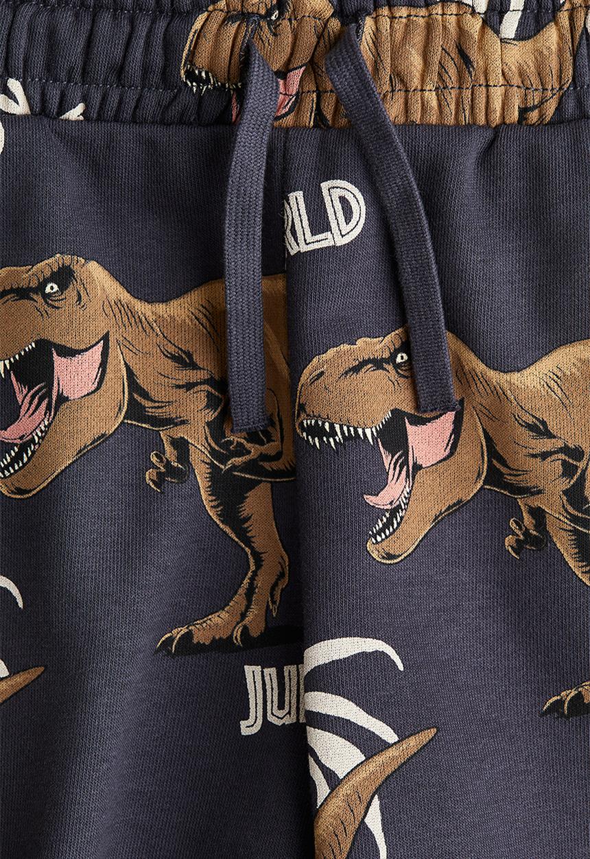 H&M - Printed sweatshirt shorts - dark grey/jurassic world 