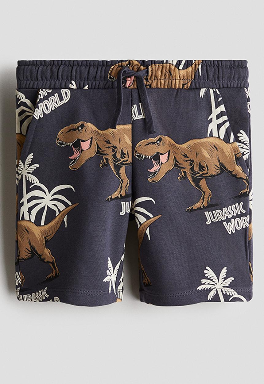 H&M - Printed sweatshirt shorts - dark grey/jurassic world 