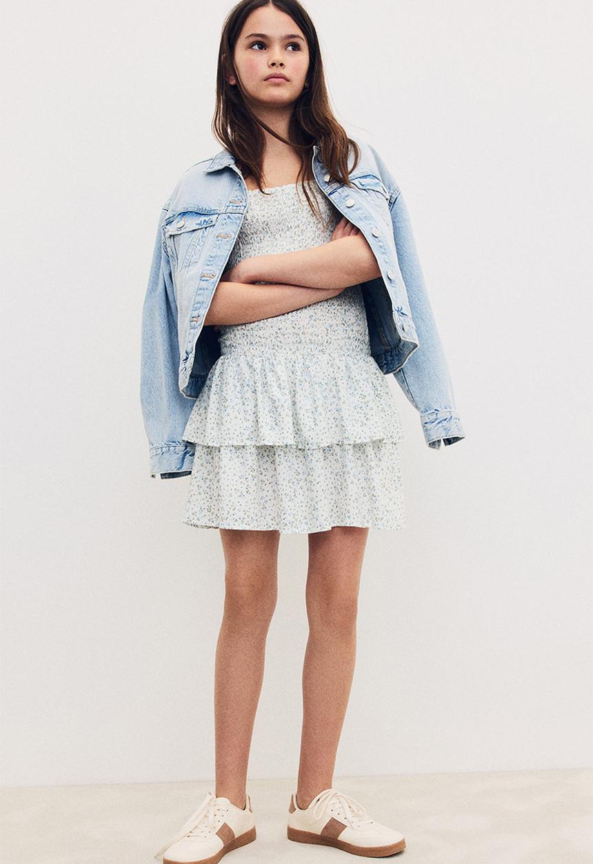 H&M - Smocked strappy dress - white/floral 
