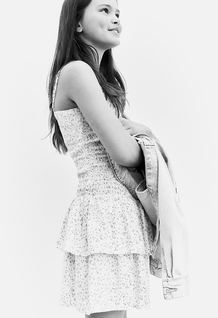 H&M - Smocked strappy dress - white/floral 