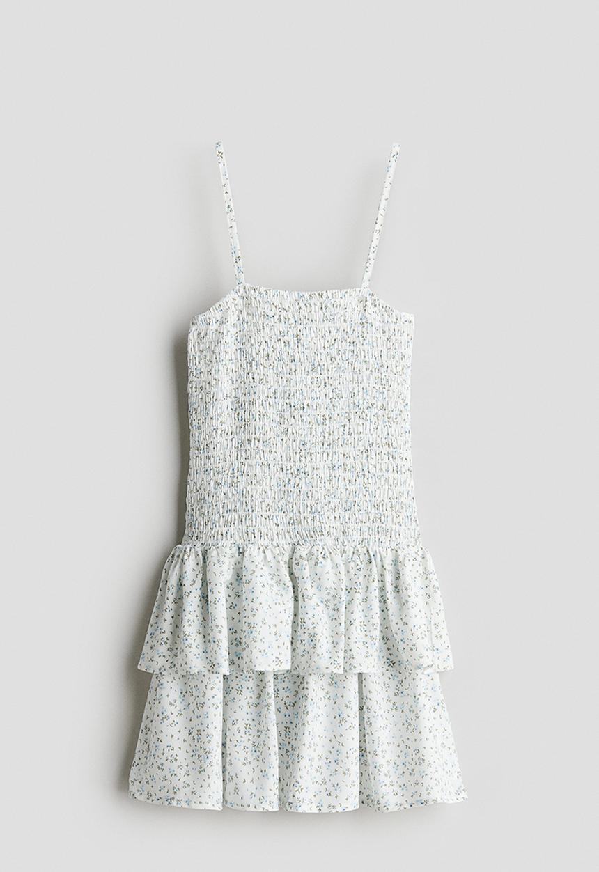 H&M - Smocked strappy dress - white/floral 