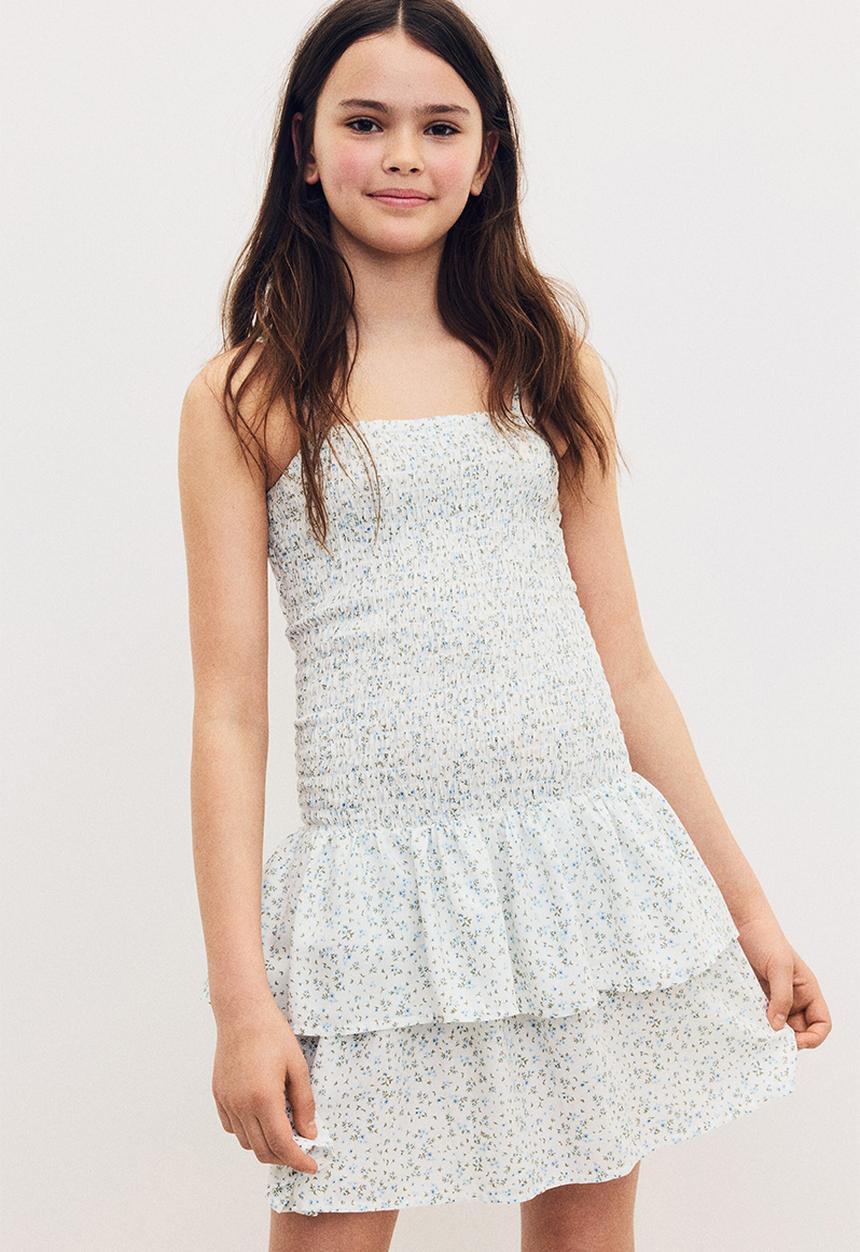 H&M - Smocked strappy dress - white/floral 