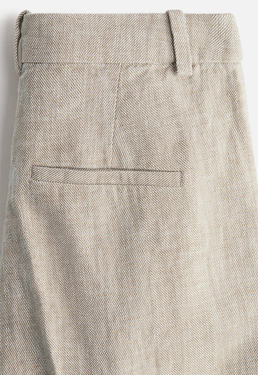 H&M - Wide linen-blend trousers - beige marl