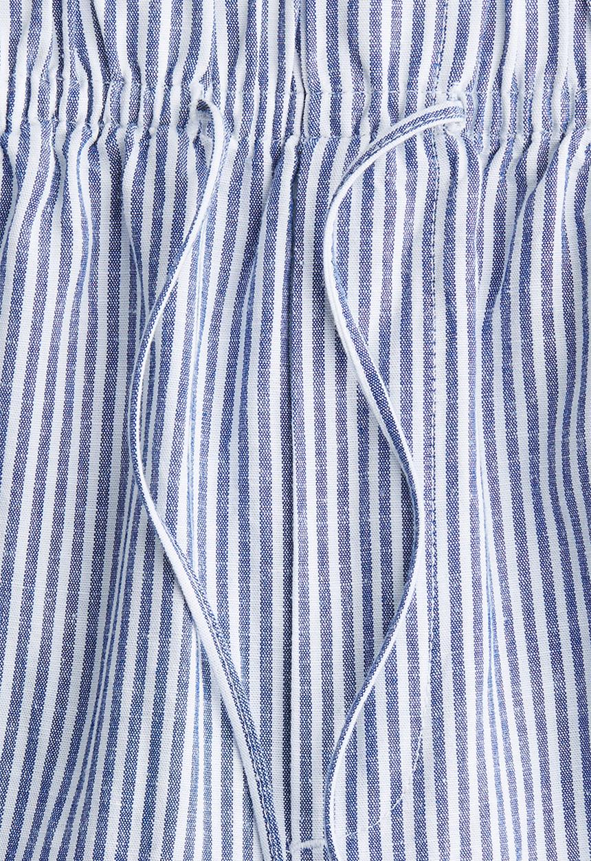 H&M - Linen-blend drawstring trousers - dark blue & white striped
