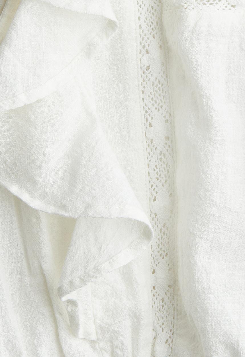 H&M - Flounce-trimmed cotton blouse - white