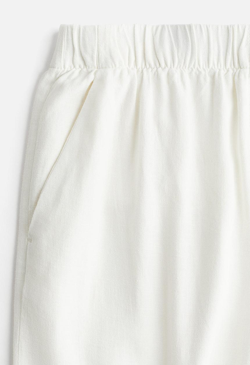 H&M - Wide linen-blend trousers - white