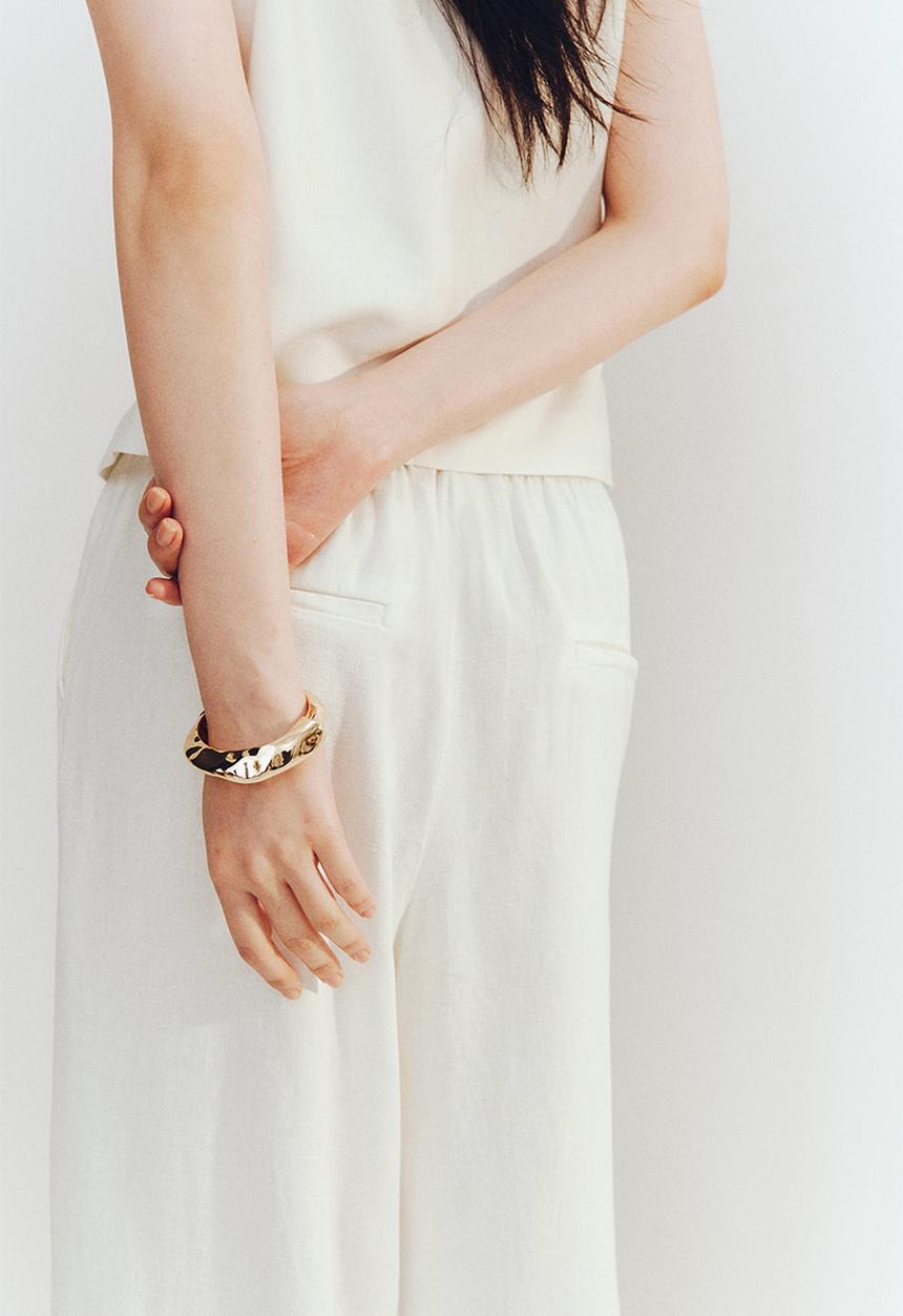 H&M - Wide linen-blend trousers - white