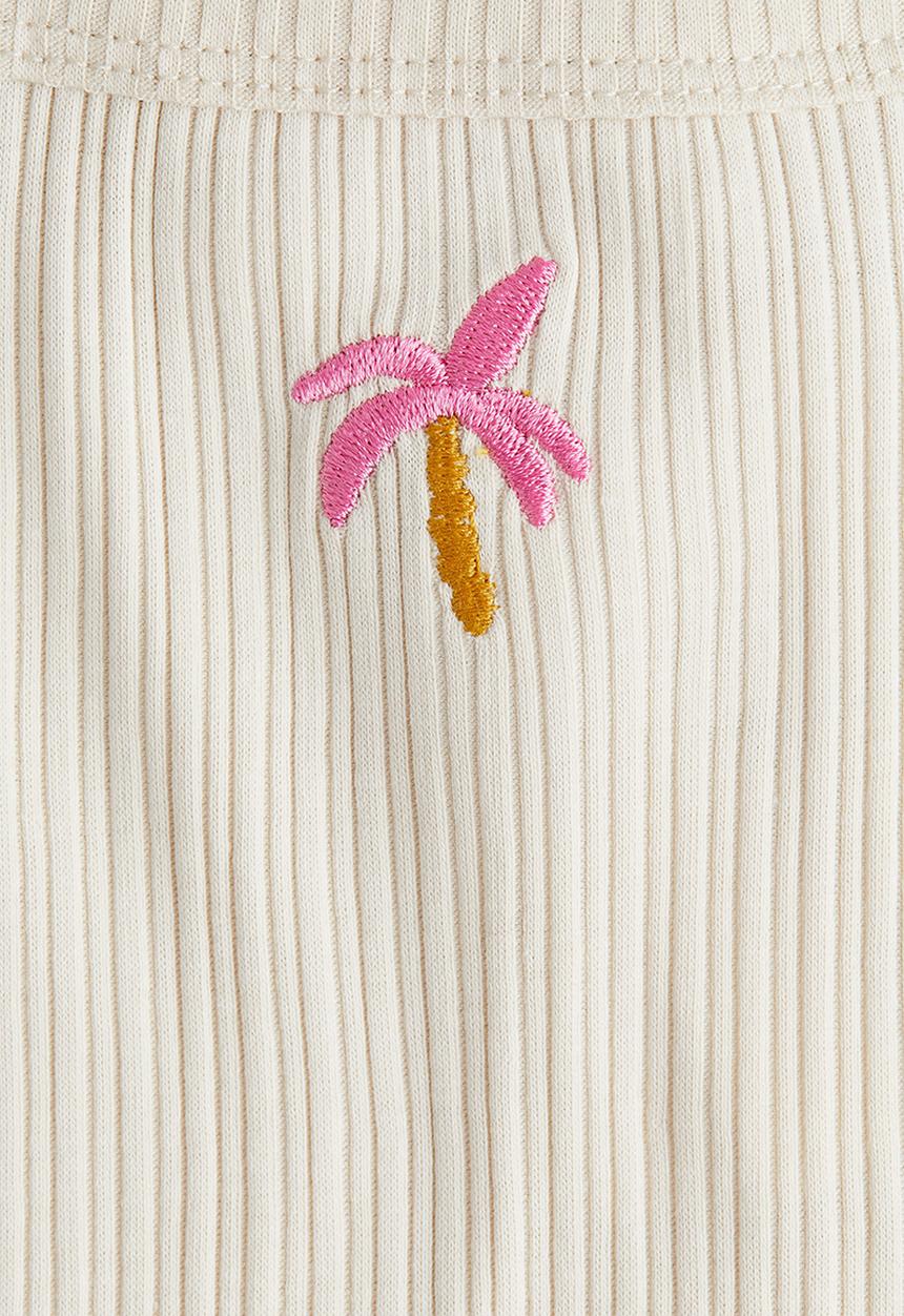 H&M - Embroidery-detail strappy top - cream/palm tree