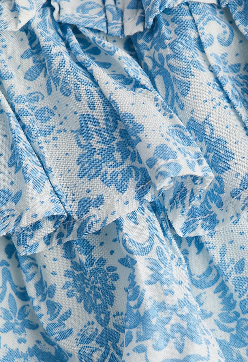 H&M - Tiered mini skirt - light blue patterned