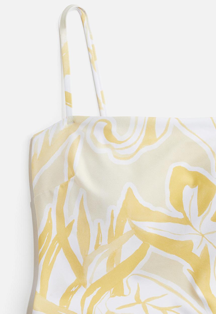 H&M - Padded-cup swimsuit - light beige/yellow patterned
