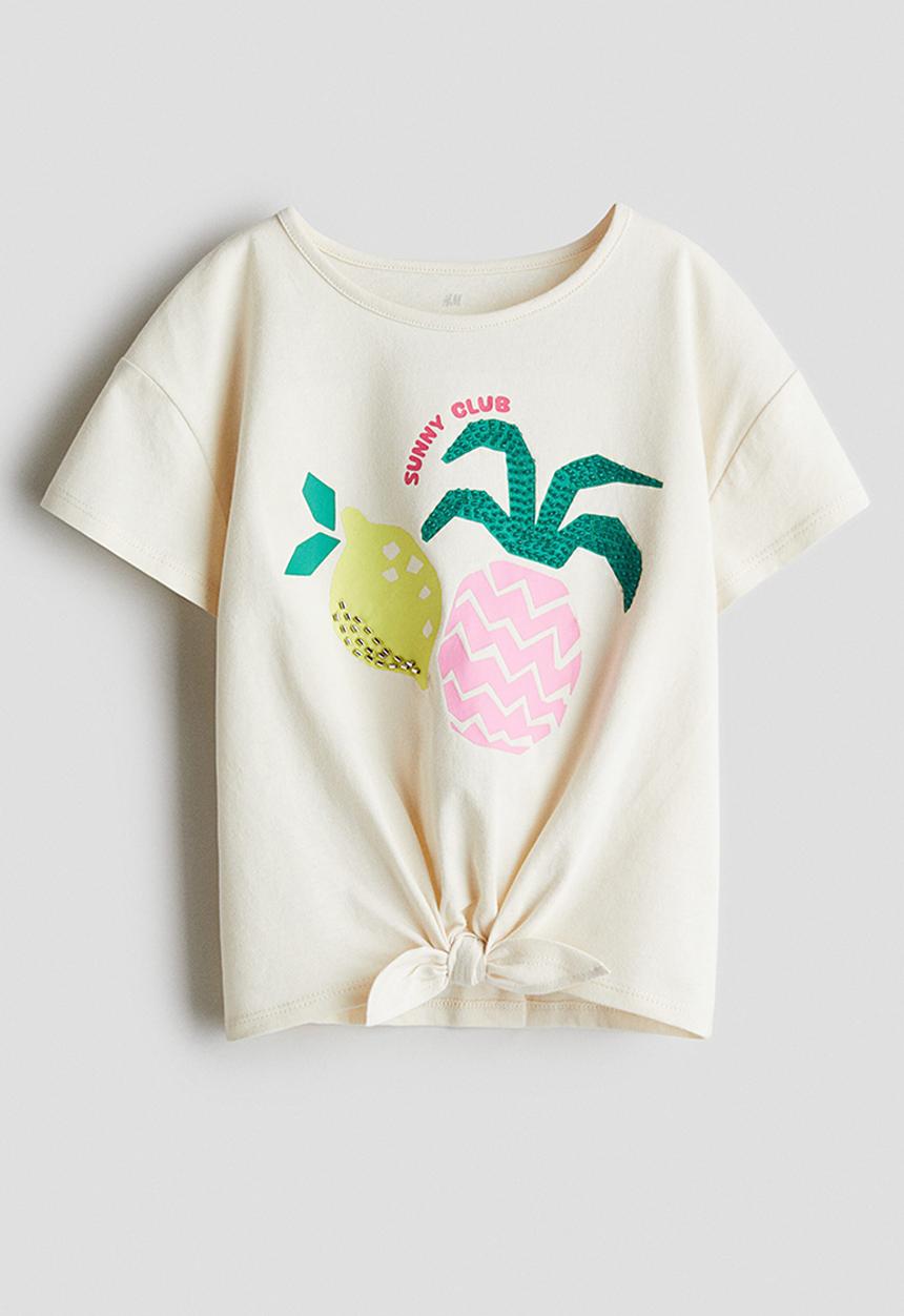 H&M - Bead-detail top - cream/sunny club