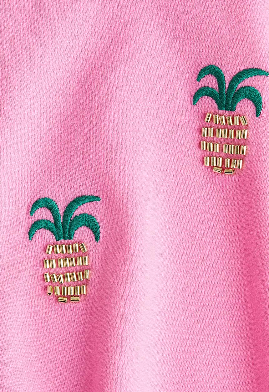 H&M - Bead-detail top -pink/pineapples 