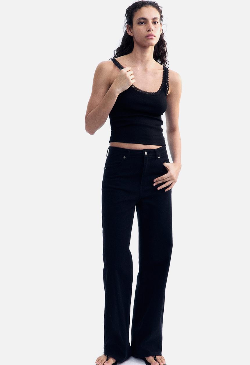 H&M - Lace-trimmed vest top - black