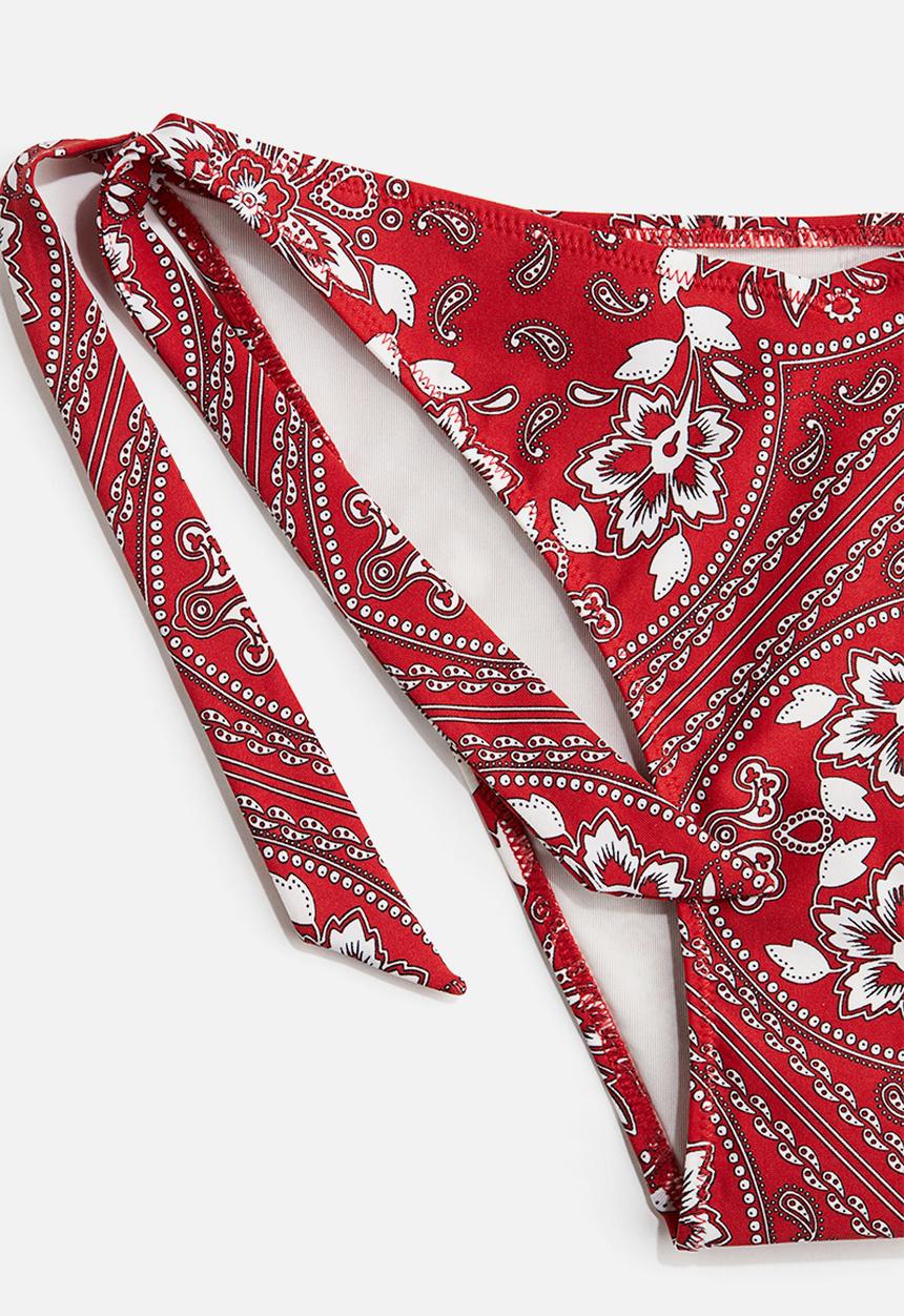 H&M - Tie tanga bikini bottoms - red/paisley-patterned 