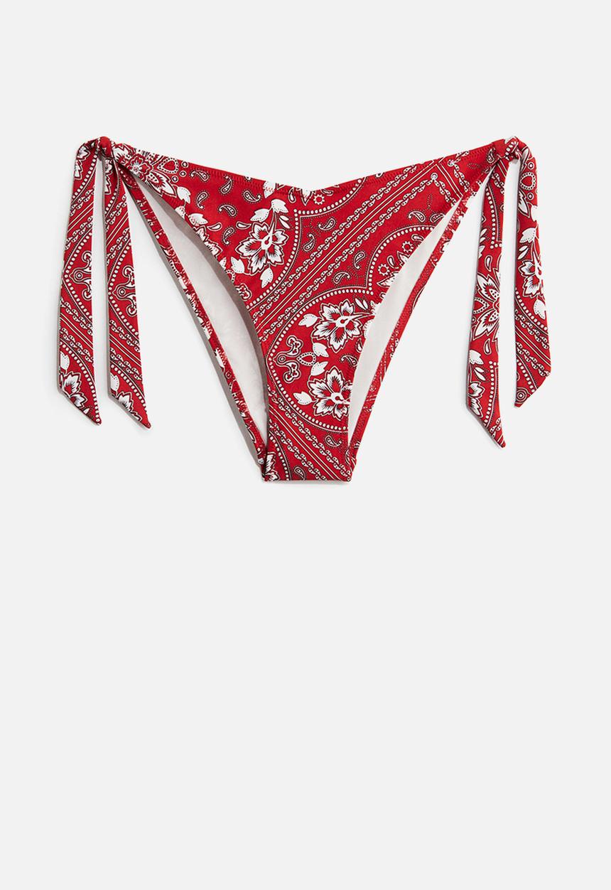 H&M - Tie tanga bikini bottoms - red/paisley-patterned 