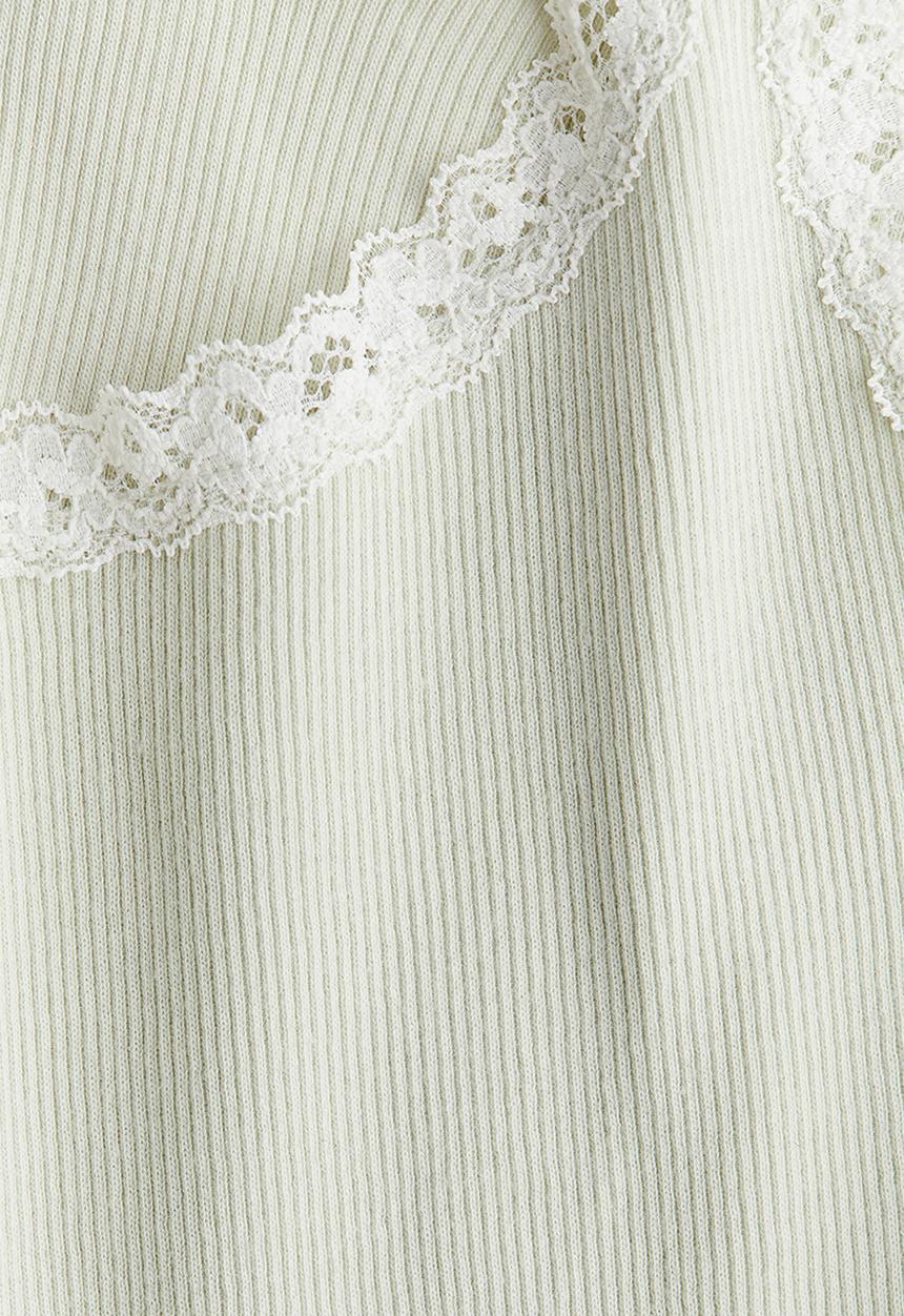 H&M - Lace-trimmed vest top - light green 