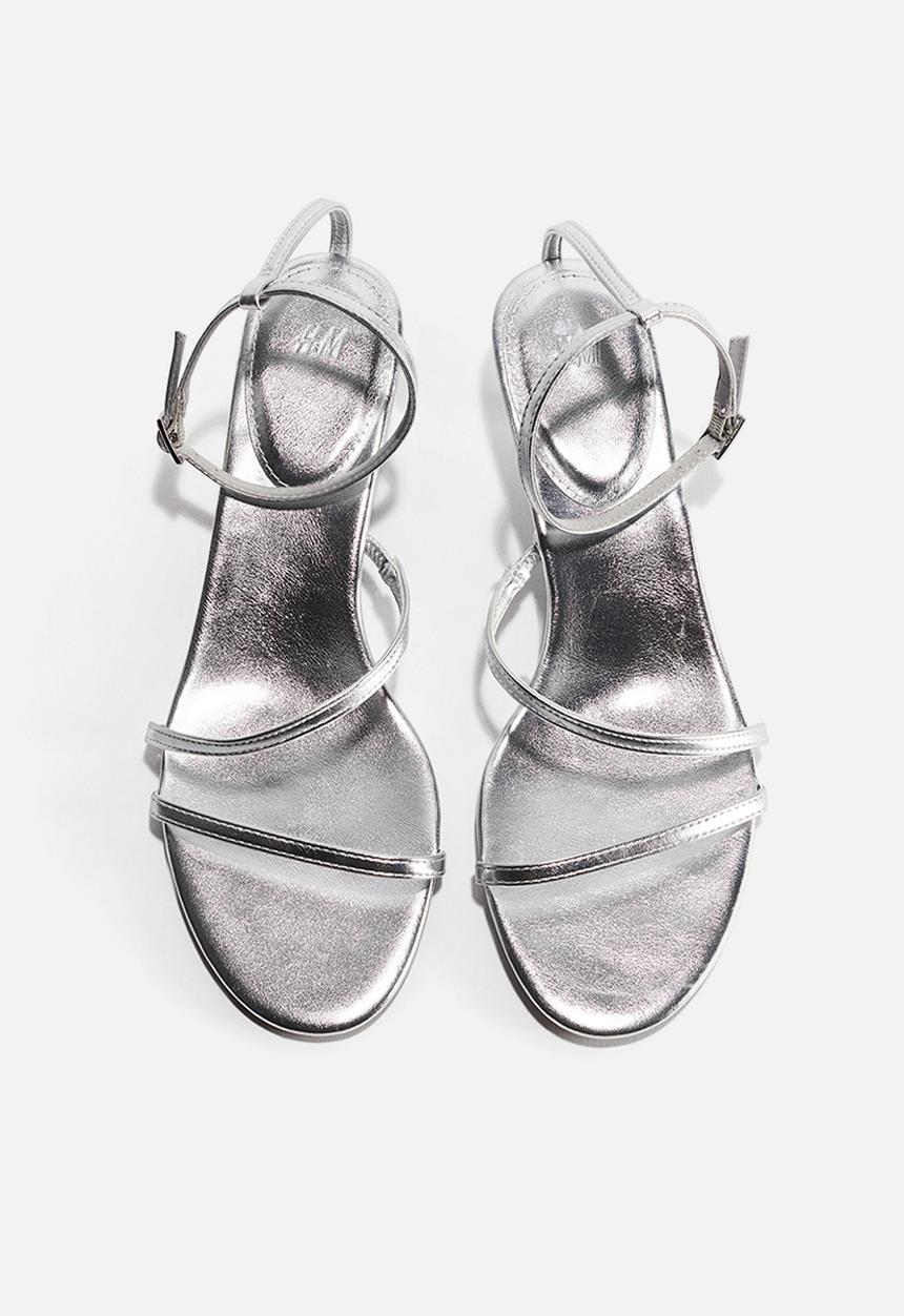 H&M - Heeled strappy sandals - silver-coloured