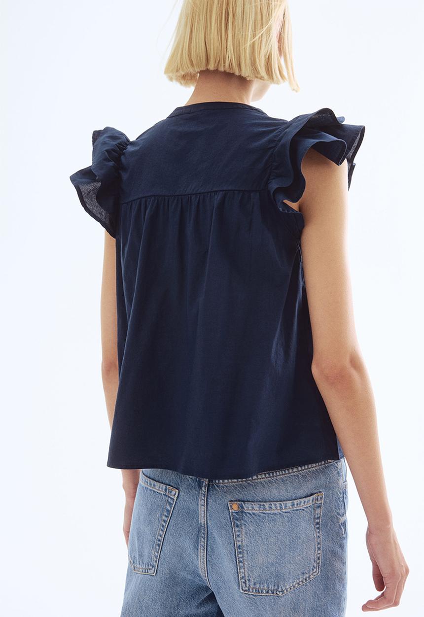 H&M - Broderie anglaise blouse - navy blue
