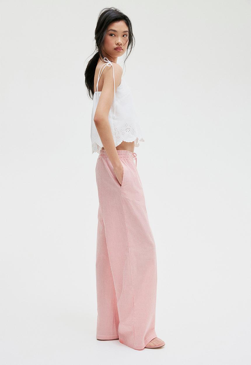H&M - Seersucker drawstring trousers - red & white striped