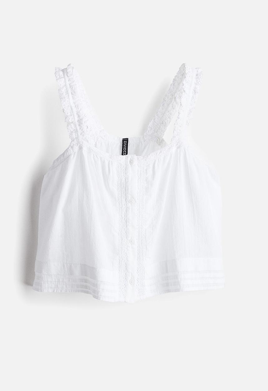 H&M - Lace-detail strappy top - white