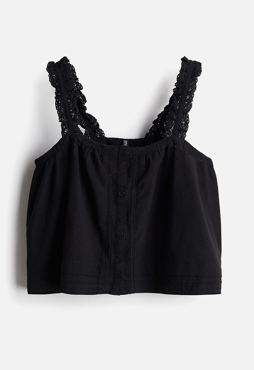 H&M - Lace-detail strappy top - black
