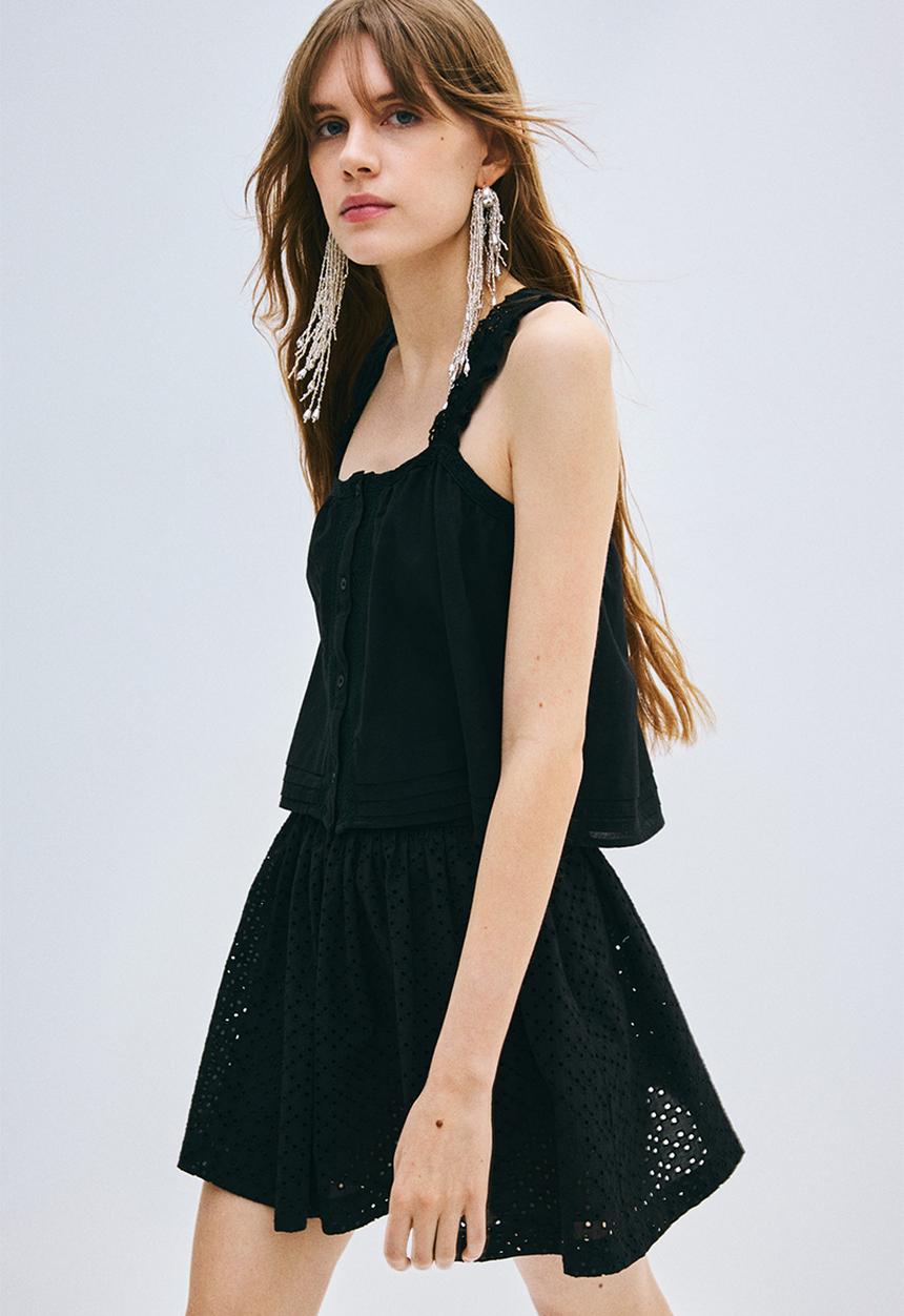 H&M - Lace-detail strappy top - black