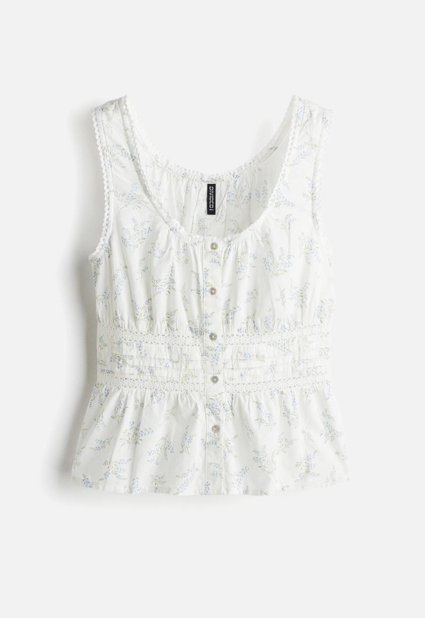H&M - Peplum vest top - white floral 