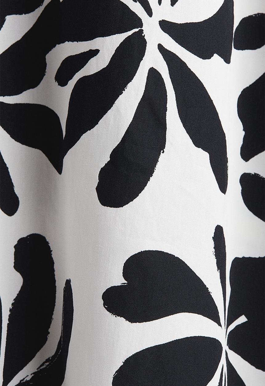 H&M - Off-the-shoulder poplin dress - white & black floral
