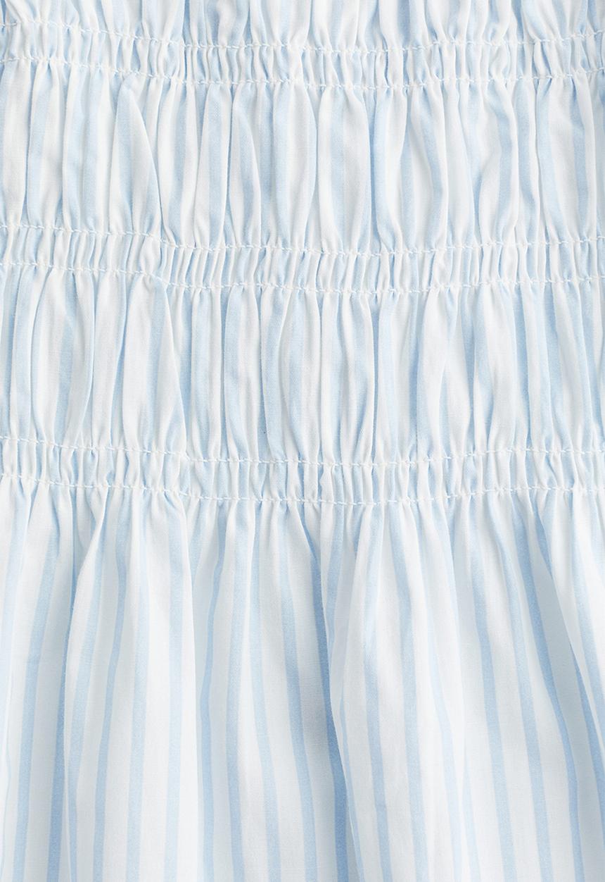 H&M - Smocked-bodice cotton dress - white & light blue striped
