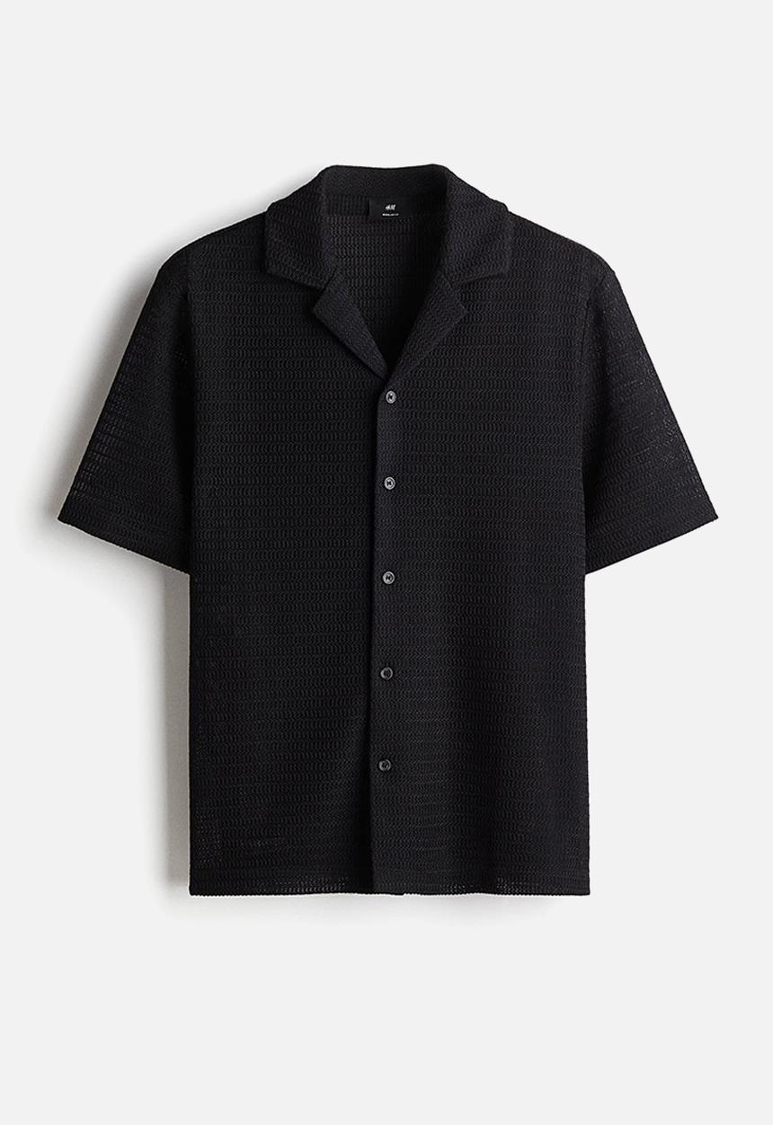 H&M - Regular fit resort shirt - black