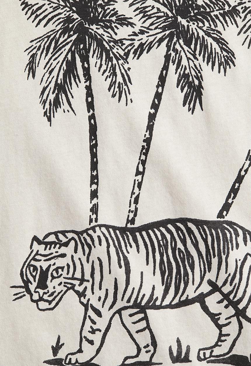 H&M - Printed T-shirt - light beige/coastal oasis