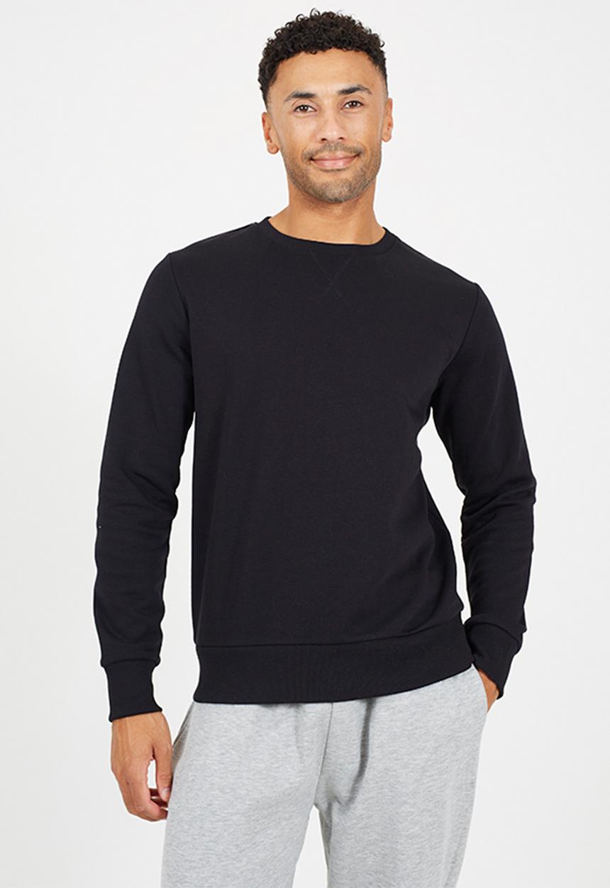 Brave Soul - Ribbed Crew Neck Sweatshirt - Black