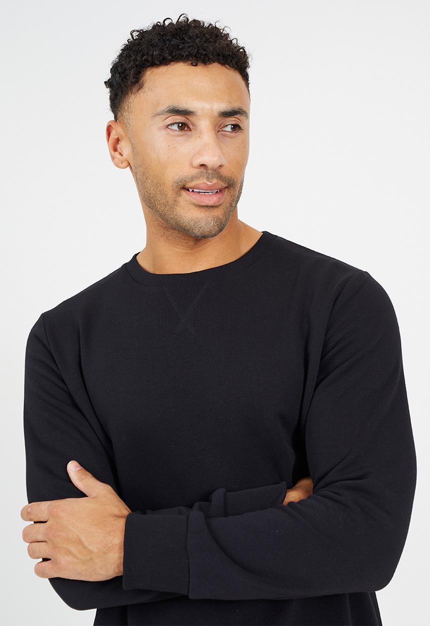 Brave Soul - Ribbed Crew Neck Sweatshirt - Black