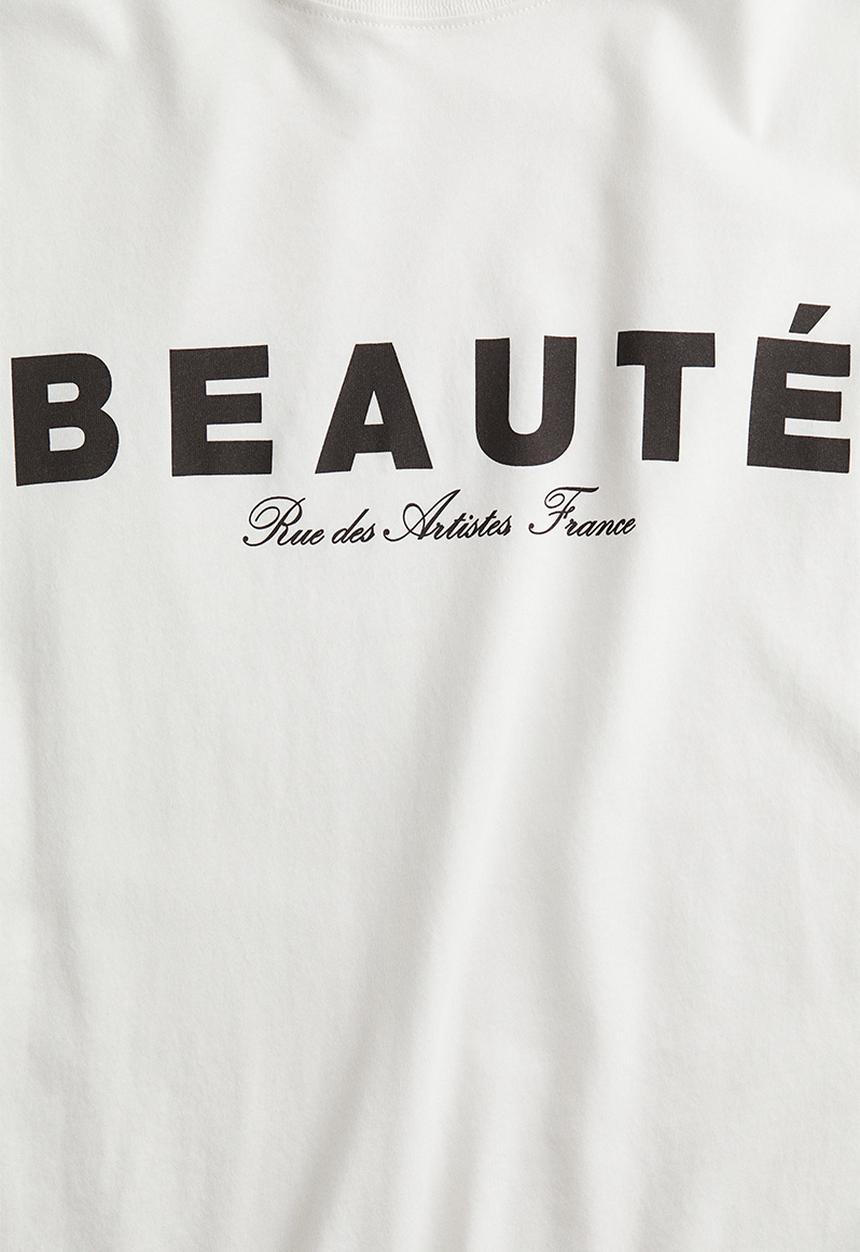H&M - Printed T-shirt - white/beauté