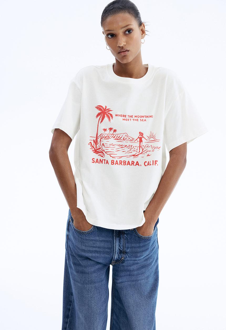H&M - Oversized T-shirt - white/santa barbara 