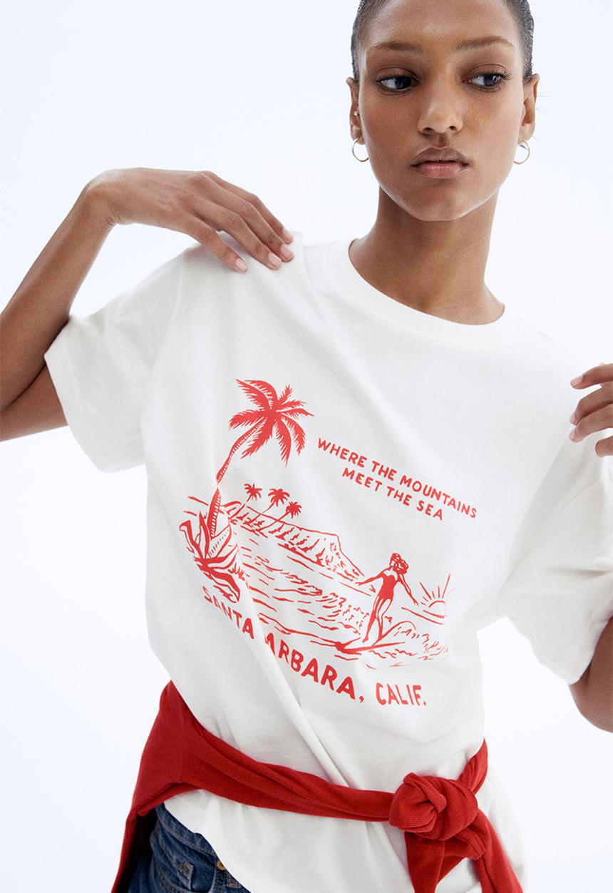 H&M - Oversized T-shirt - white/santa barbara 