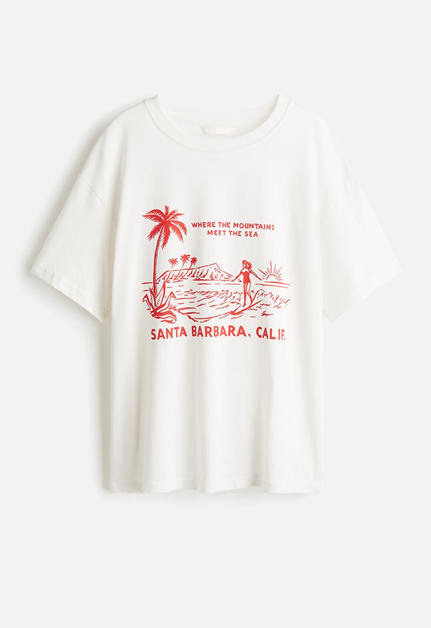 H&M - Oversized T-shirt - white/santa barbara 
